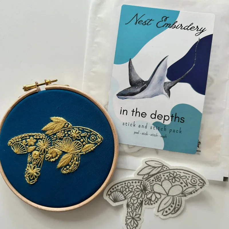 In The Depths Stick & Stitch Embroidery Pack | Nest Embirdery