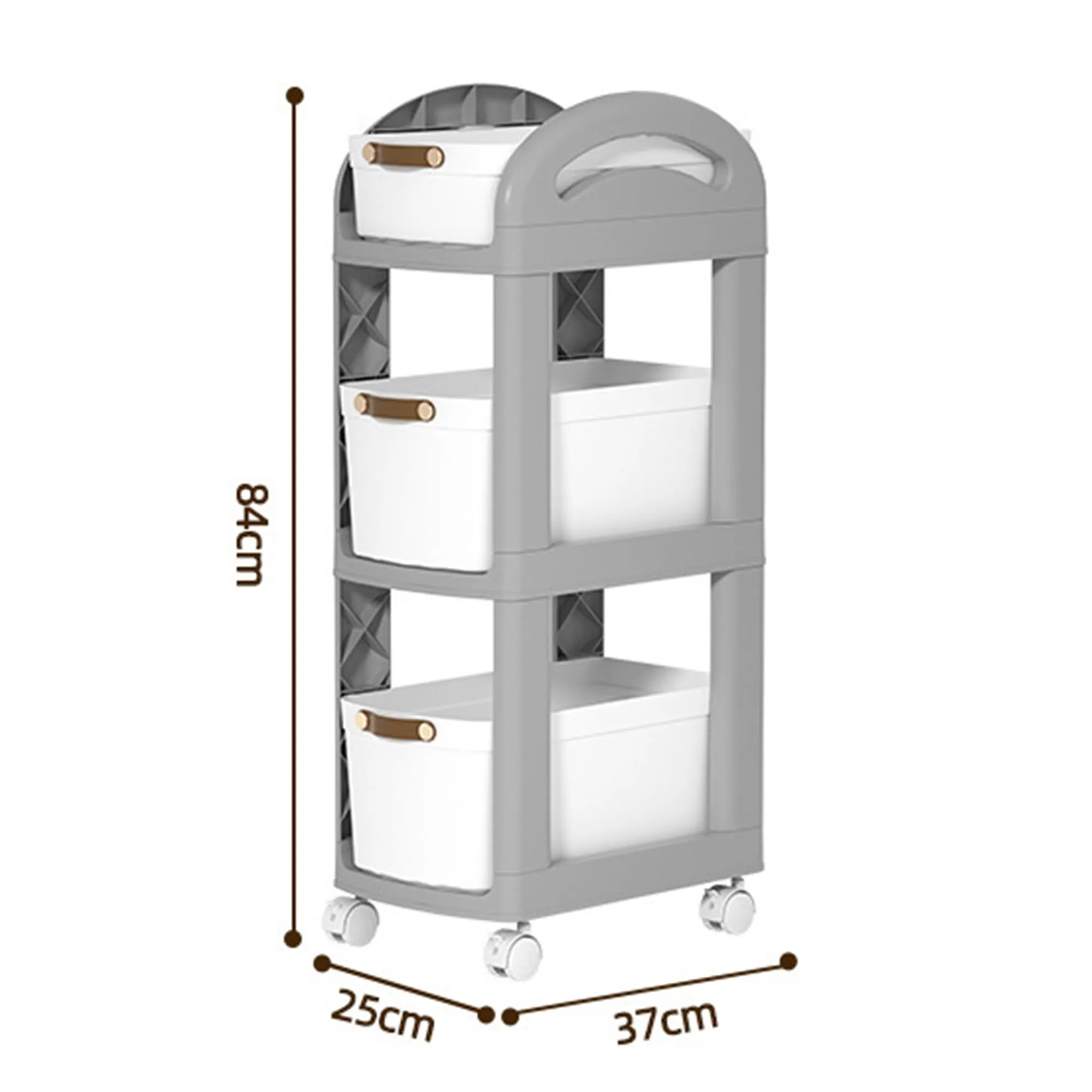 Kuber Industries Pack of 2 Multipurpose Trolley Storage Organiser | 3 Layer Shelf | Trolley with Wheels for Kitchen Accessories | Large Capacity, Easy installation, Space Saving | 812|Gray