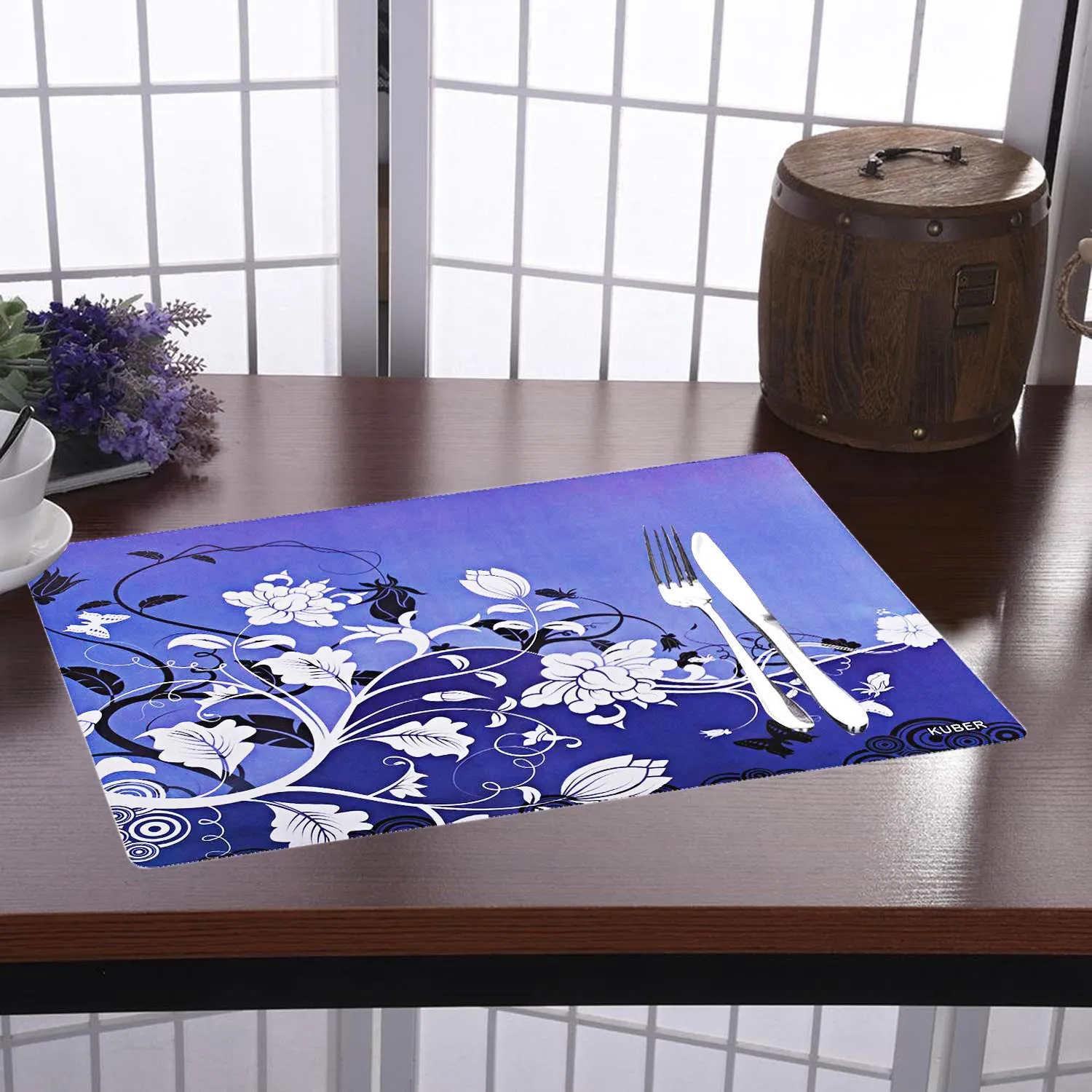 Kuber Industries PVC Dining Table Placemat Set (Blue, CTLTC11140) - 6 Pieces