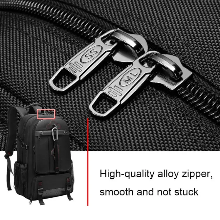 Large-capacity Expandable Shoe Compartment Backpack Camping Travel Bag with USB Port, Size: 65L(Black)