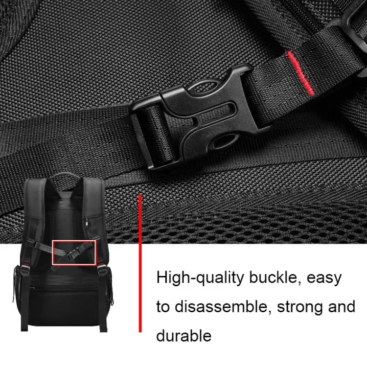 Large-capacity Expandable Shoe Compartment Backpack Camping Travel Bag with USB Port, Size: 65L(Black)