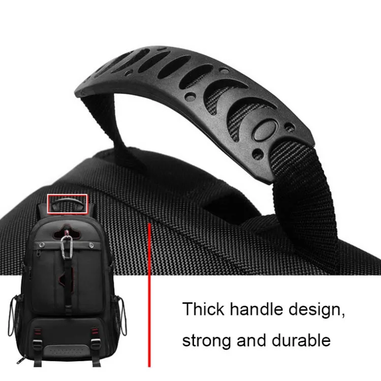 Large-capacity Expandable Shoe Compartment Backpack Camping Travel Bag with USB Port, Size: 65L(Black)