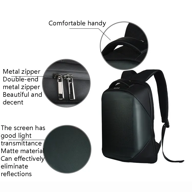 LED Display Backpack Outdoor Mobile Advertising Waterproof Back Shoulder Bag, Size: 17 inch(Black)