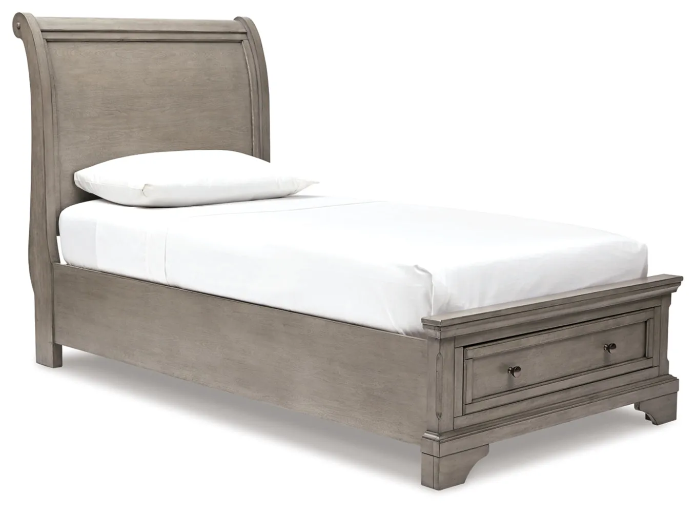 Lettner Twin Sleigh Bed with Mirrored Dresser, Chest and 2 Nightstands