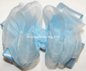 Light Blue Organza Satin Hair Bow