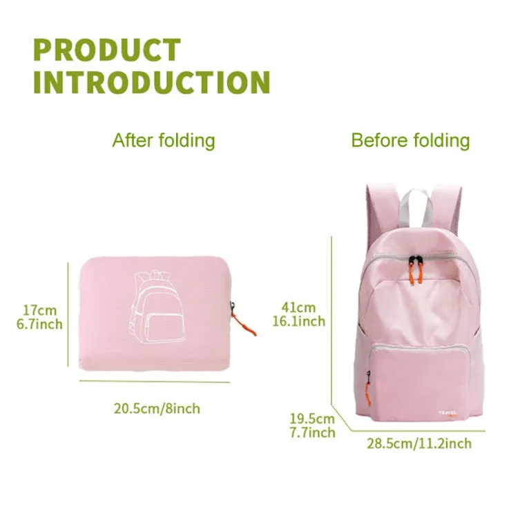 Lightweight Folding Backpack Student Schoolbag Large Capacity Outdoor Travel Camping Hiking Backpack(Pink)