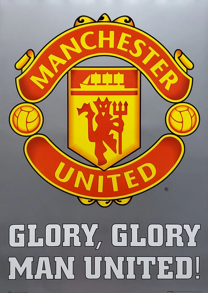 Manchester United FC "Glory, Glory" Official EPL Team Logo Crest Poster - GB Eye (UK)