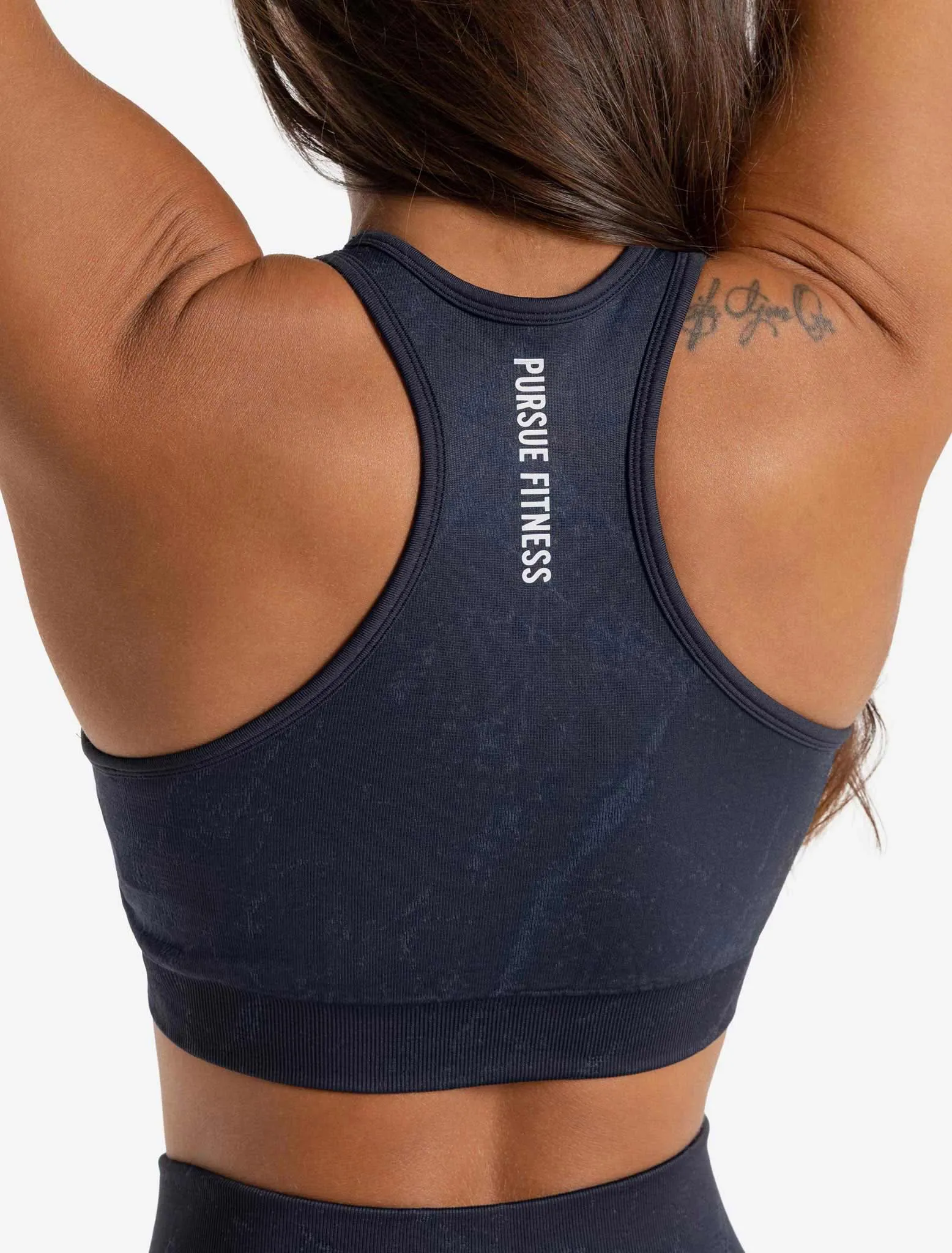 Marble Seamless Sports Bra - Navy