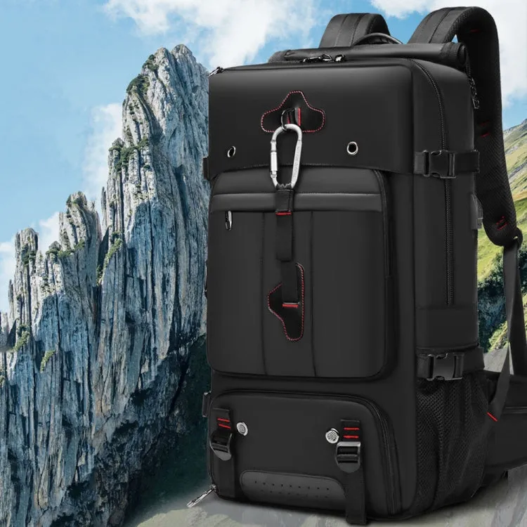 Multifunctional Large-capacity Waterproof Outdoor Mountaineering Backpack with USB Port(Black)