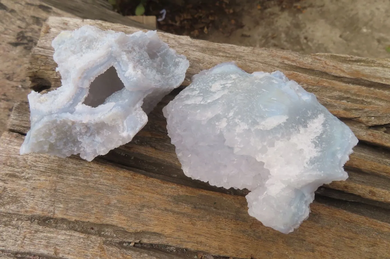 Natural Etched Blue Chalcedony Specimens x 6 From Nsanje Malawi