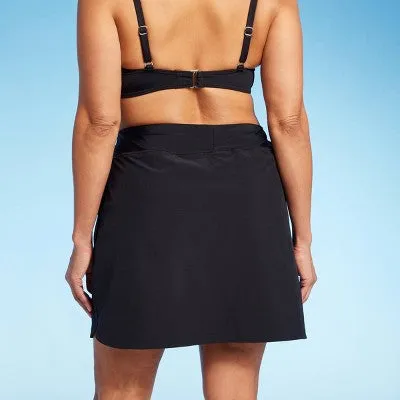 New - Lands' End Women's UPF 50 Swim Skort - Black L