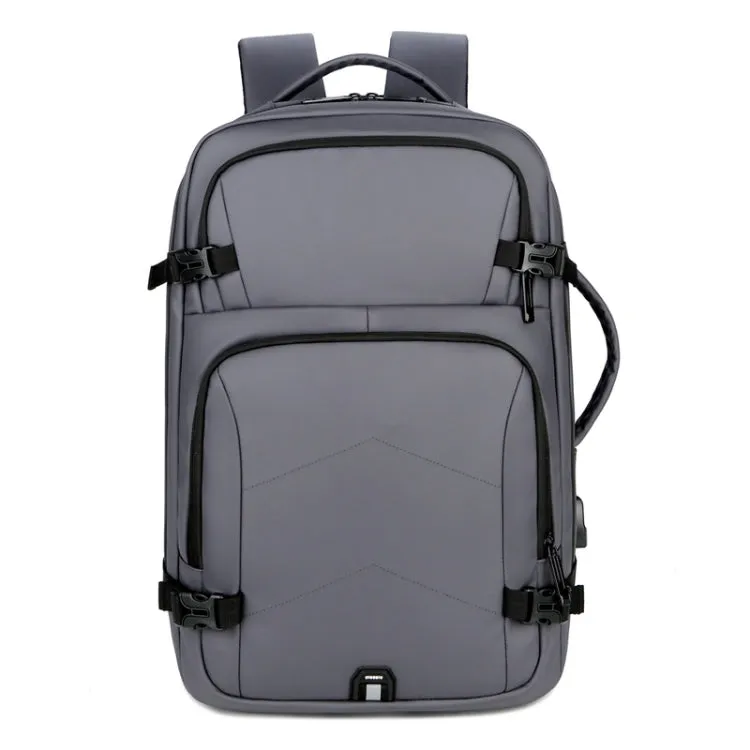 OUMANTU 2023 Large Capacity Waterproof Laptop Backpack Business Travel Shoulders Bag with External USB Charging Port(Grey)