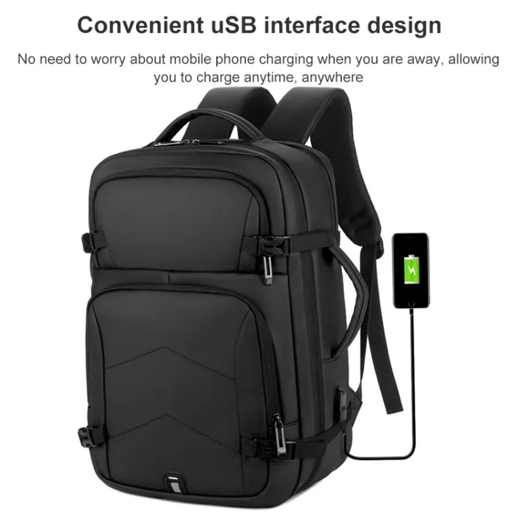 OUMANTU 2023 Large Capacity Waterproof Laptop Backpack Business Travel Shoulders Bag with External USB Charging Port(Grey)