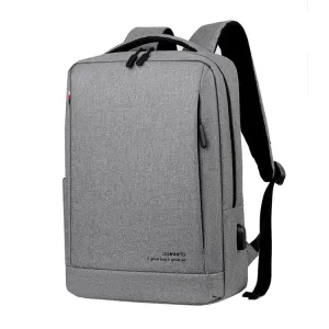 OUMANTU 9003 Business Laptop Bag Oxford Cloth Large Capacity Backpack with External USB Port(Light Grey)