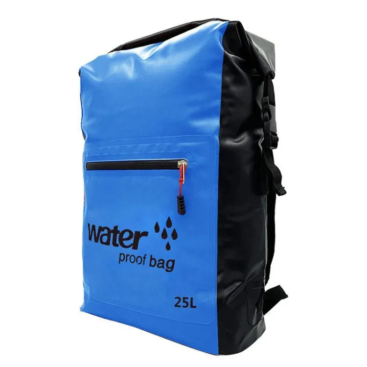 Outdoor Folding Double Shoulder Bag Dry Sack PVC Waterproof  Backpack, Capacity: 25L (Dark Blue)