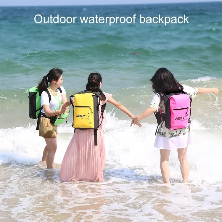 Outdoor Folding Double Shoulder Bag Dry Sack PVC Waterproof  Backpack, Capacity: 25L (Dark Blue)