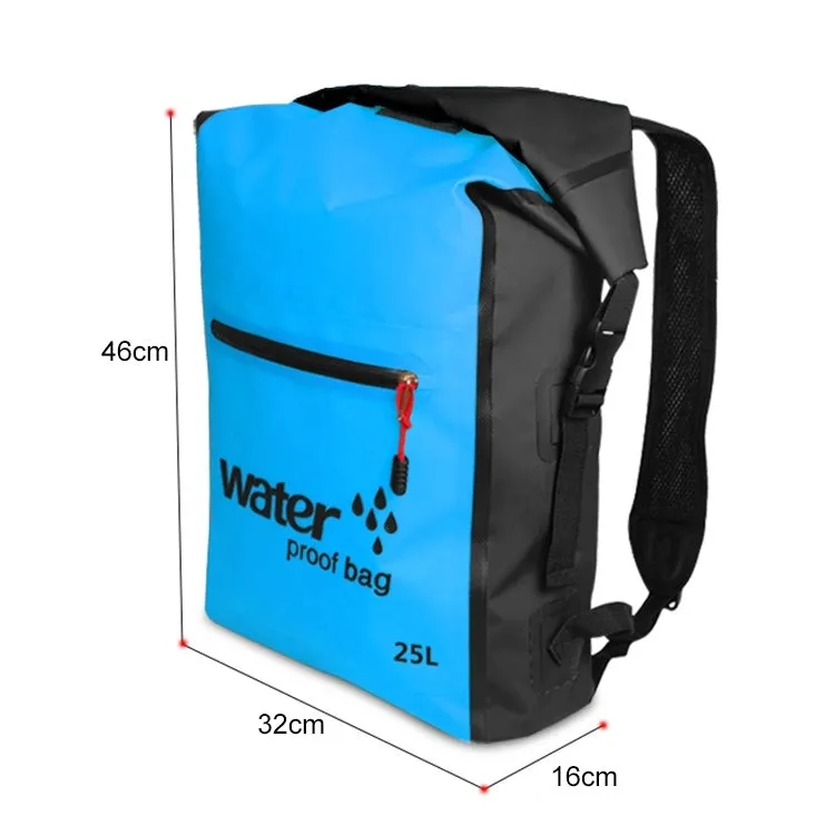 Outdoor Folding Double Shoulder Bag Dry Sack PVC Waterproof  Backpack, Capacity: 25L (Dark Blue)