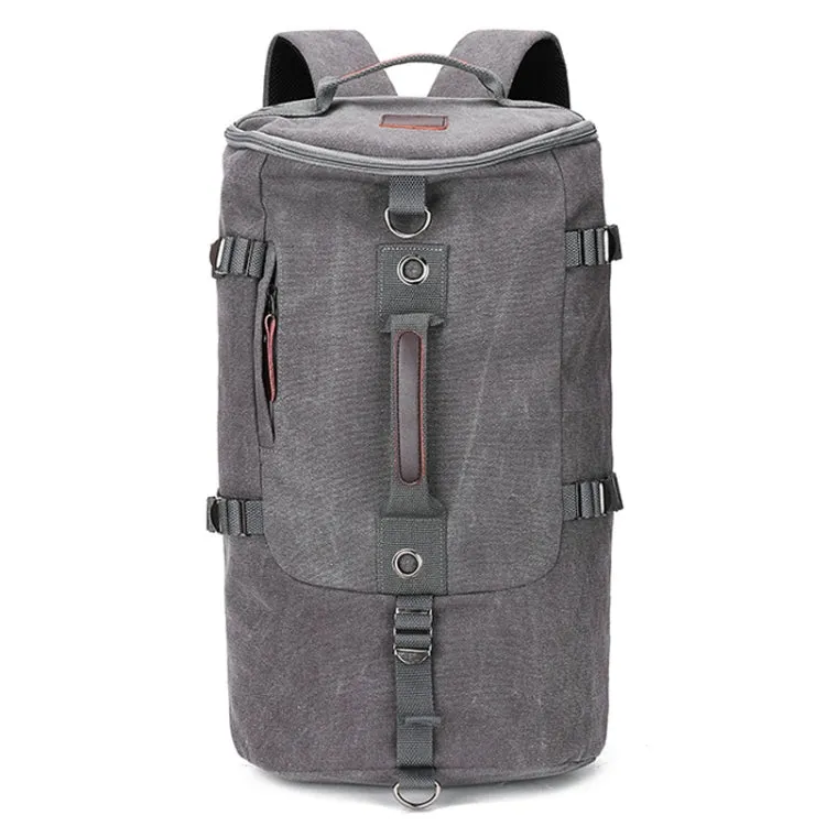 Outdoor Travel Man Canvas Double Shoulder Backpack Student Schoolbag(Grey)