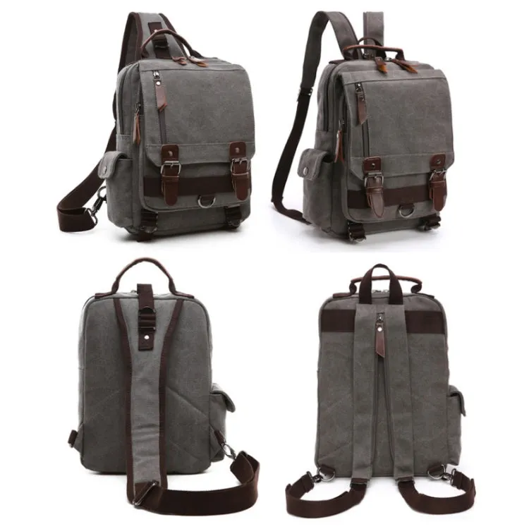 Outdoor Travel Messenger Canvas Chest Bag, Color: Black Backpack