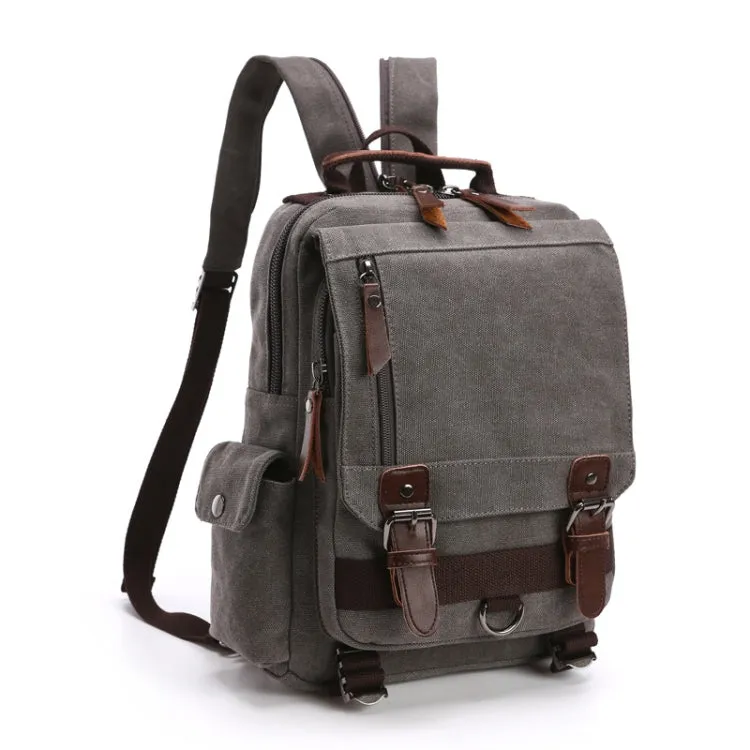 Outdoor Travel Messenger Canvas Chest Bag, Color: Gray Backpack