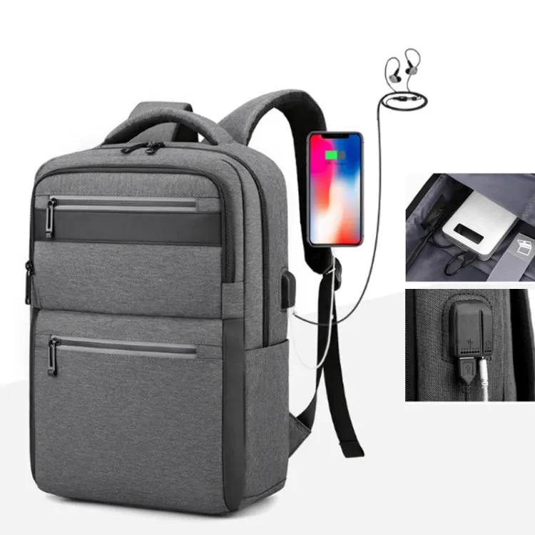 Outdoor USB Charging Portable Business Computer Backpack(Dark Gray)