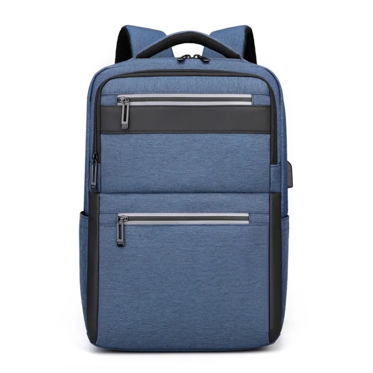 Outdoor USB Charging Portable Business Computer Backpack(Navy Blue)