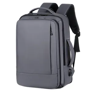 P990 15.6 inch Large Capacity Multifunctional Backpack with External USB Charging Port(Grey)