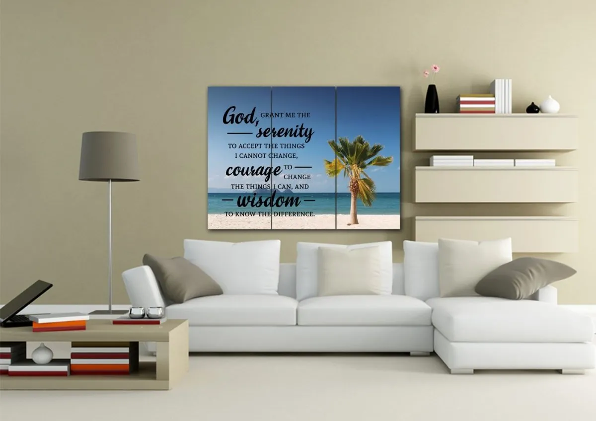 Palm Trees & Serenity Prayer Wall Art - Christian Canvas Wall Art