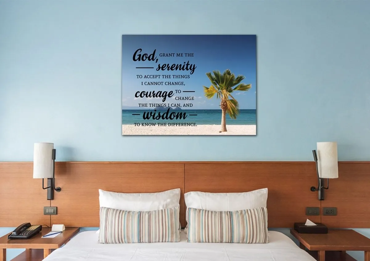 Palm Trees & Serenity Prayer Wall Art - Christian Canvas Wall Art