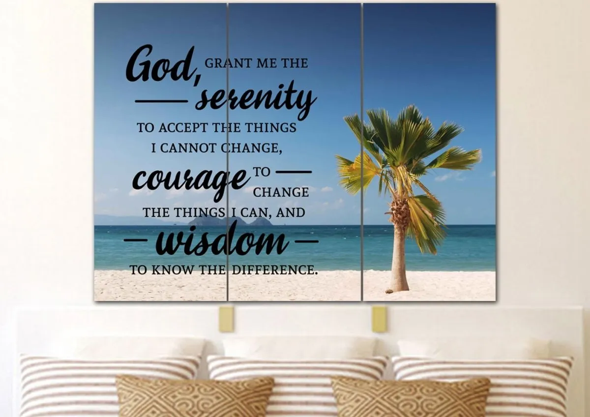 Palm Trees & Serenity Prayer Wall Art - Christian Canvas Wall Art