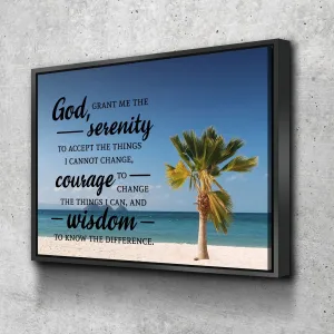 Palm Trees & Serenity Prayer Wall Art - Christian Canvas Wall Art