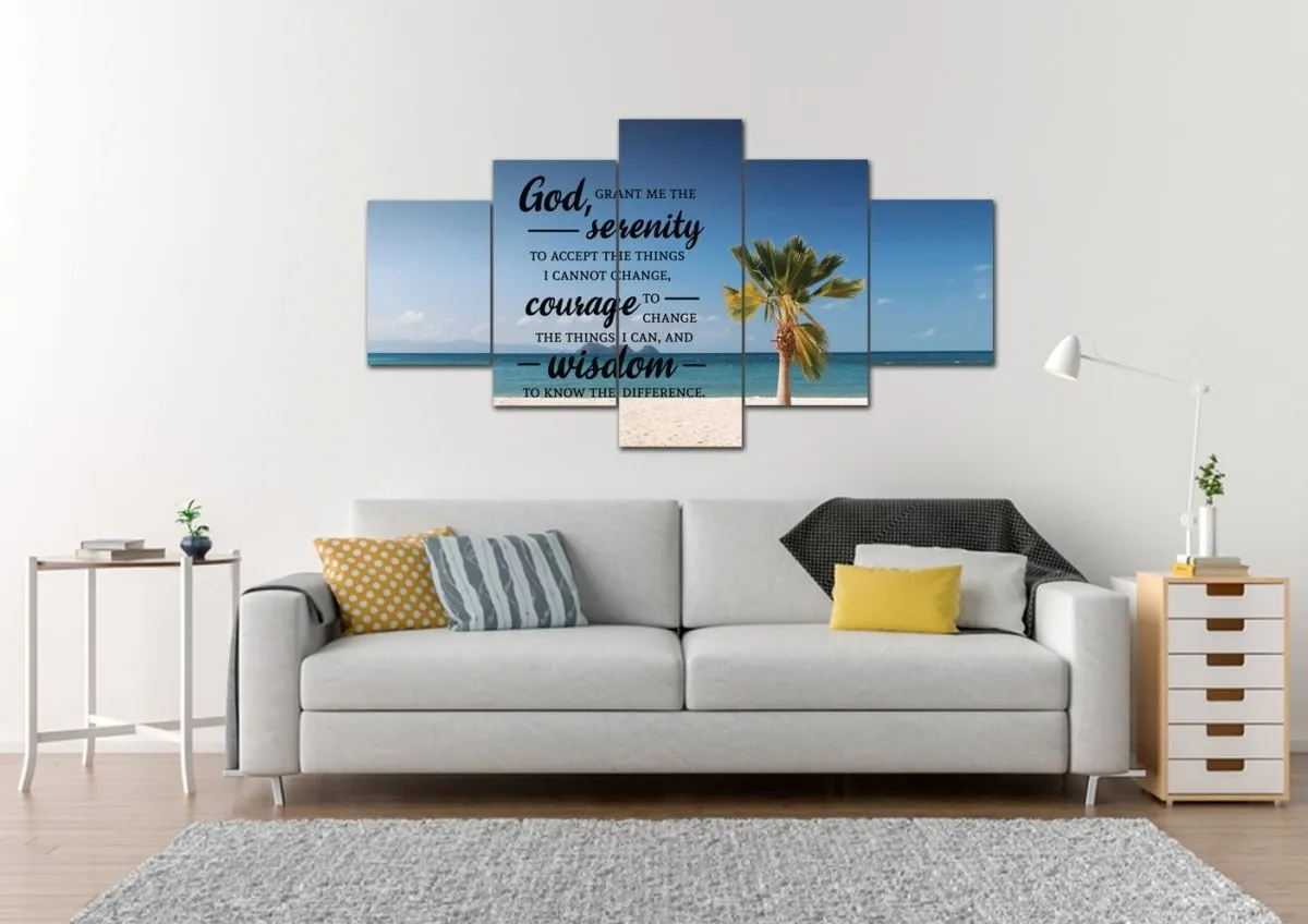 Palm Trees & Serenity Prayer Wall Art - Christian Canvas Wall Art