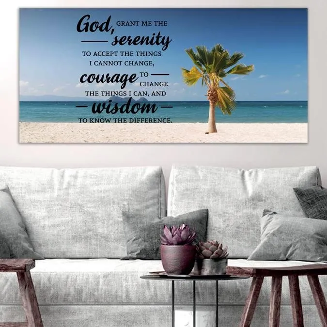 Palm Trees & Serenity Prayer Wall Art - Christian Canvas Wall Art