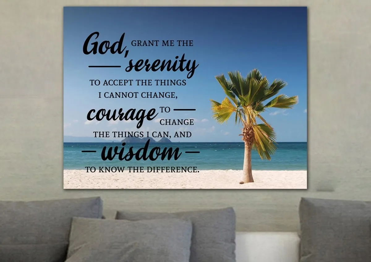 Palm Trees & Serenity Prayer Wall Art - Christian Canvas Wall Art