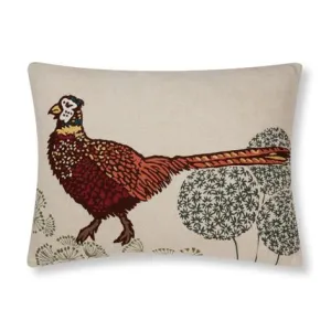 Pheasant Embroidered Cushion