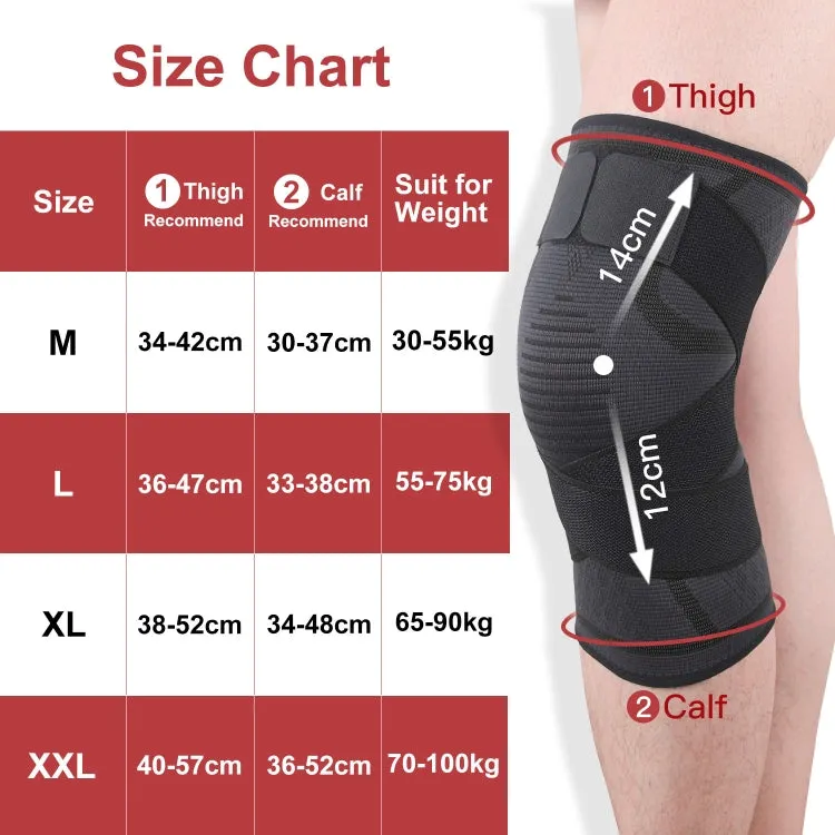 Pressurized Tape Knit Sports Knee Pad, Specification: L (Black)