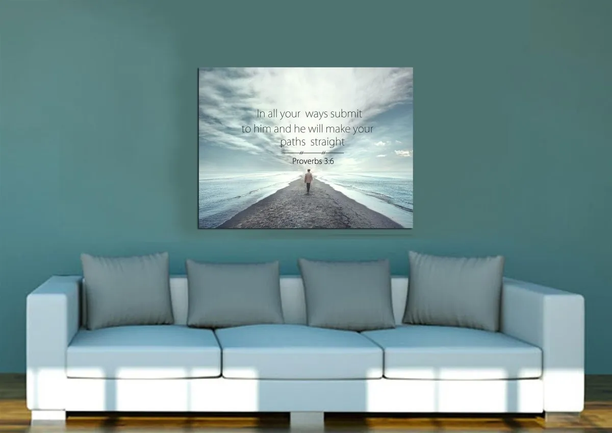 Proverbs 36 Niv In All Your Ways Submit To Him Bible Verse Wall Art Canvas - Christian Canvas Wall Art