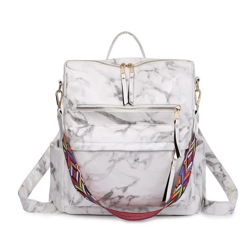 PU Leather Large Capacity Printed Fashion Backpack For Women