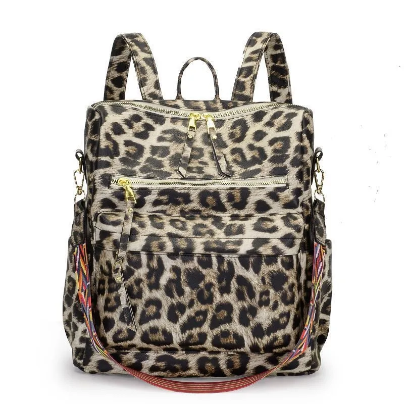 PU Leather Large Capacity Printed Fashion Backpack For Women