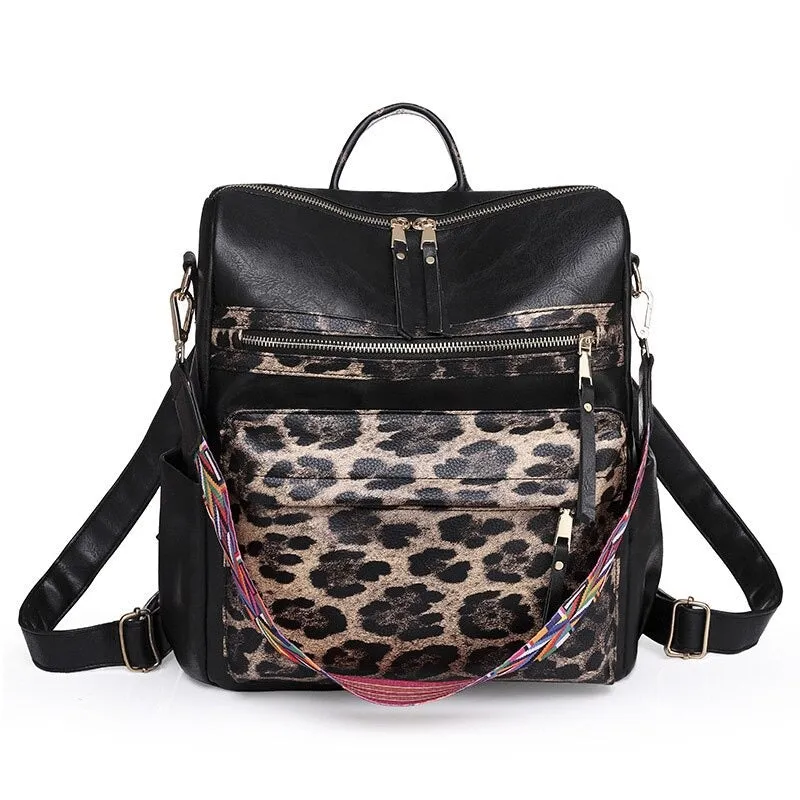 PU Leather Large Capacity Printed Fashion Backpack For Women