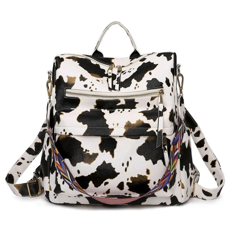 PU Leather Large Capacity Printed Fashion Backpack For Women