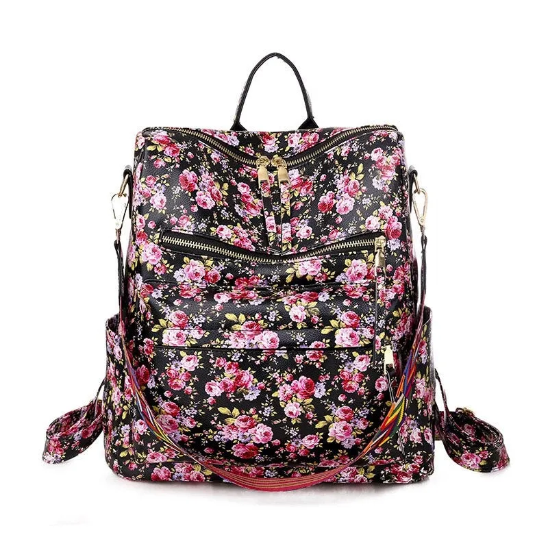 PU Leather Large Capacity Printed Fashion Backpack For Women