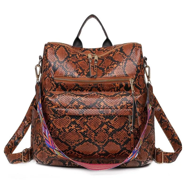 PU Leather Large Capacity Printed Fashion Backpack For Women