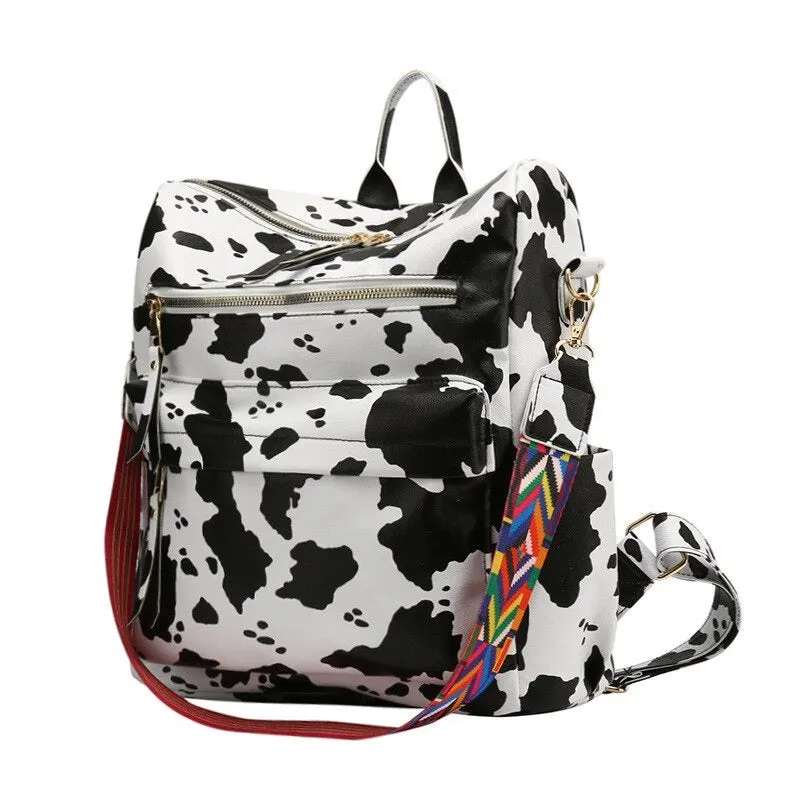 PU Leather Large Capacity Printed Fashion Backpack For Women