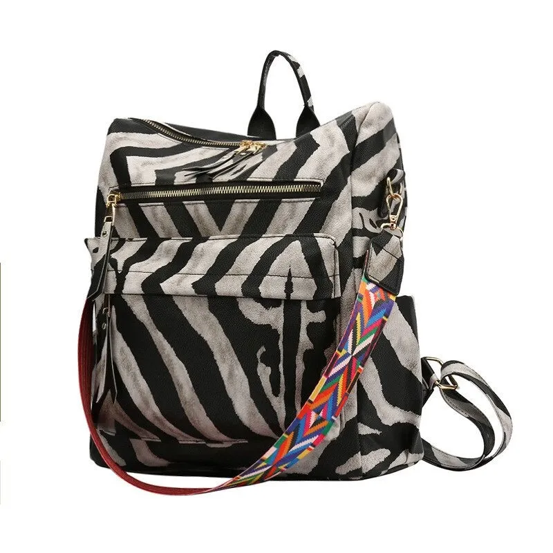 PU Leather Large Capacity Printed Fashion Backpack For Women