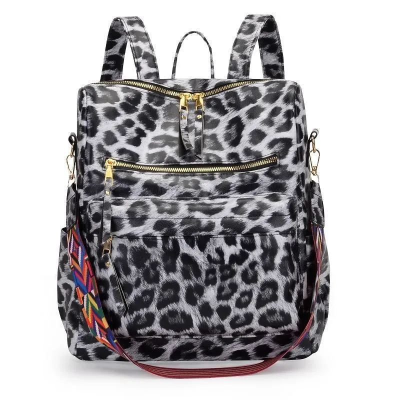 PU Leather Large Capacity Printed Fashion Backpack For Women