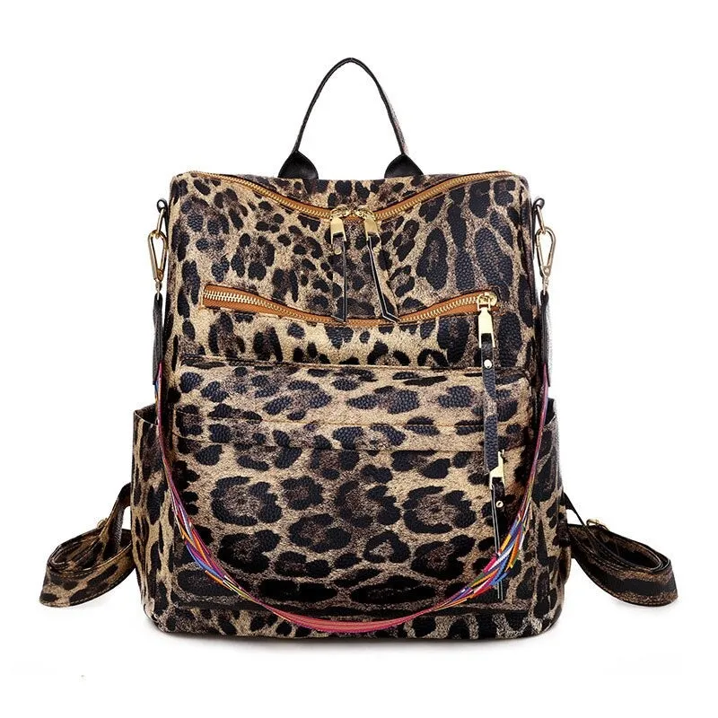 PU Leather Large Capacity Printed Fashion Backpack For Women