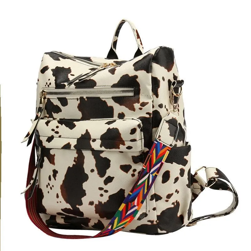 PU Leather Large Capacity Printed Fashion Backpack For Women