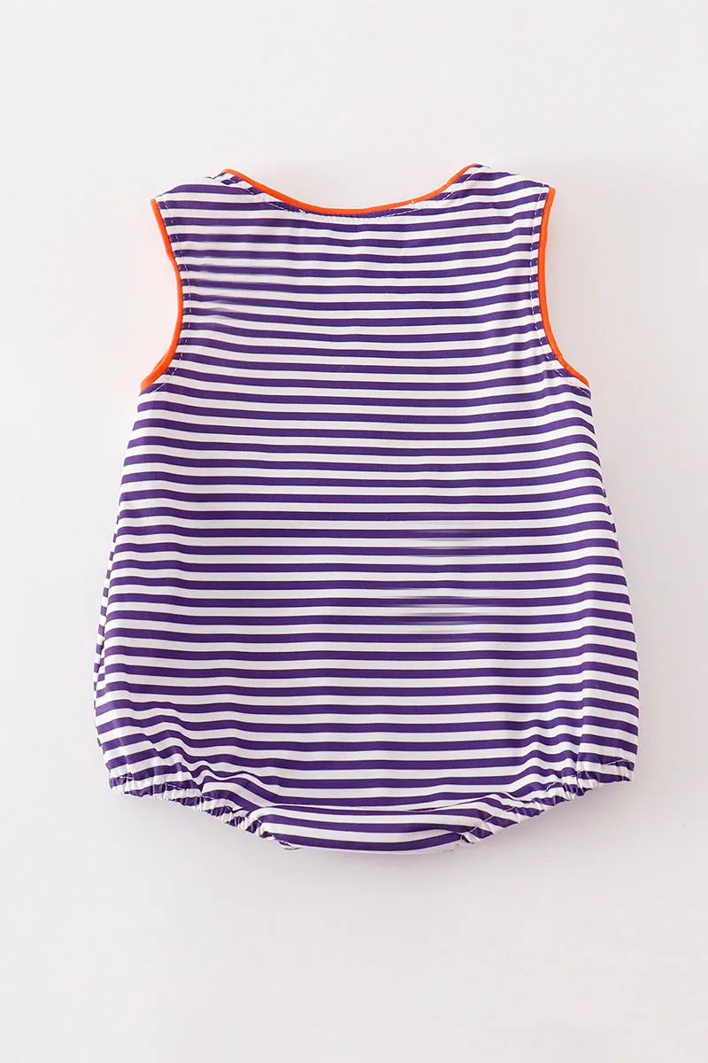 Purple stripe GO TIGERS embroidery boy bubble