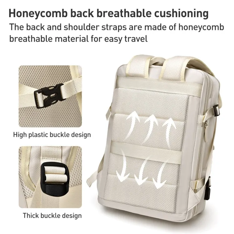 PV24 Multifunctional Large Capacity Casual Backpack Portable Travel Commuter Backpack(Creamy White)